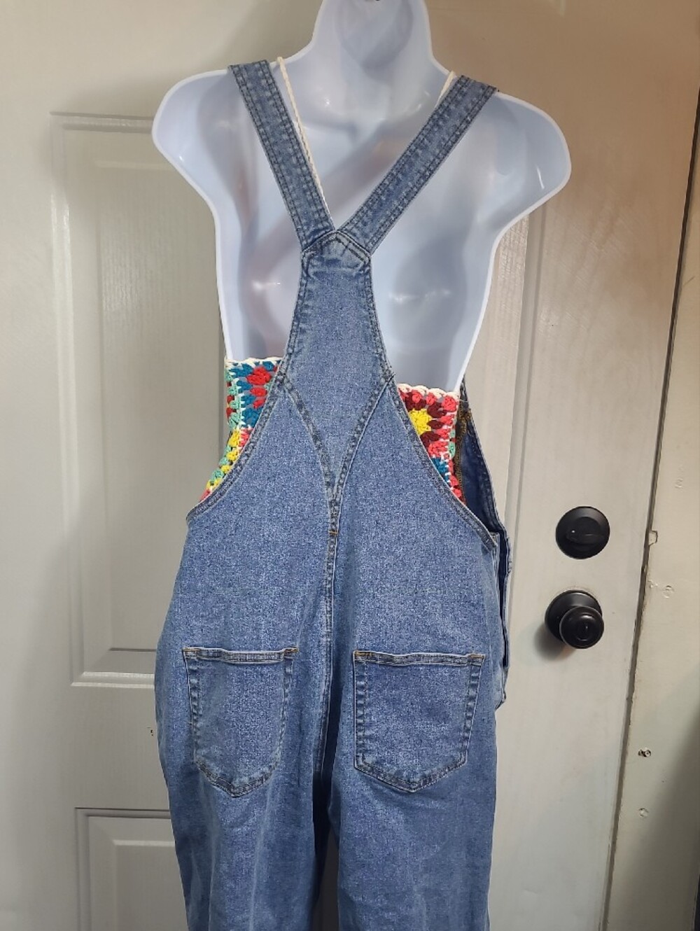 Women's Light Blue Denim Jeans Overalls with Adjustable Straps - Picture 3 of 15